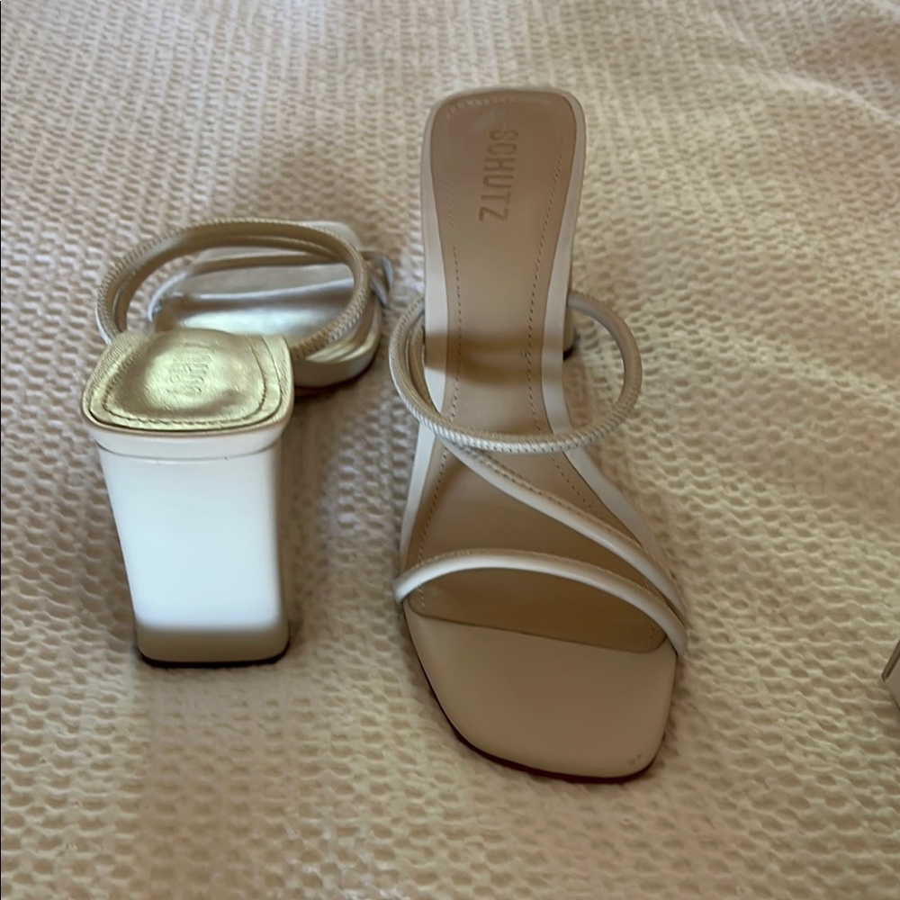 Never Worn SCHUTZ Women's White Strappy Heels from Mahi Gold size 10